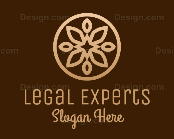 Golden Brown Flower Shape Logo