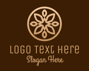 Golden Brown Flower Shape logo