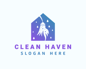 Cleaning Housekeeping Mop logo design