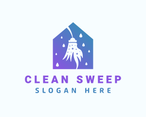 Cleaning Housekeeping Mop logo design