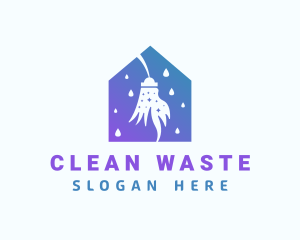 Cleaning Housekeeping Mop logo design