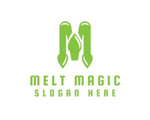 Green Spade M logo design