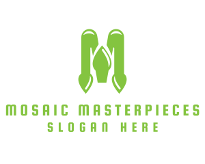 Green Spade M logo design