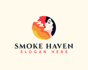 Woman Smoke Vapor logo design