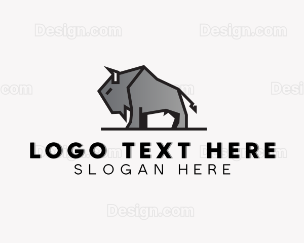 Standing Bison Animal Logo