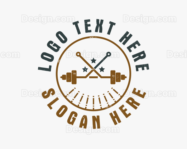 Hipster Workout Barbell Logo