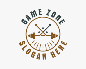 Hipster Workout Barbell Logo