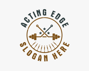 Hipster Workout Barbell logo design