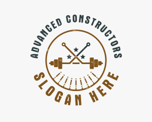 Hipster Workout Barbell logo design