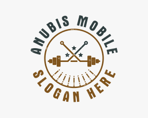 Hipster Workout Barbell logo design