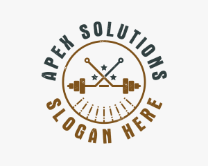 Hipster Workout Barbell logo design