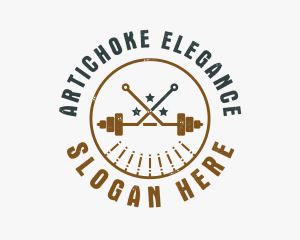 Hipster Workout Barbell logo design