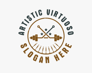 Hipster Workout Barbell logo design