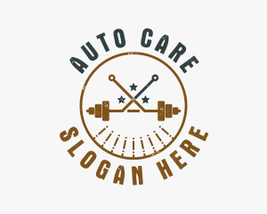 Hipster Workout Barbell logo design