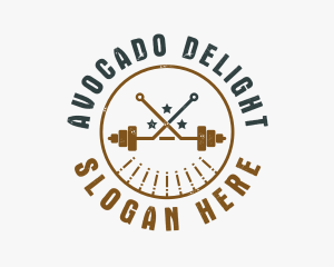 Hipster Workout Barbell logo design