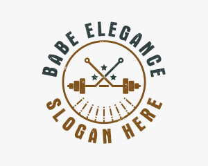 Hipster Workout Barbell logo design