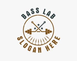 Hipster Workout Barbell logo design