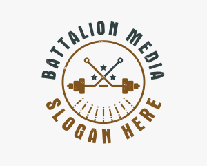 Hipster Workout Barbell logo design