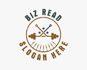 Hipster Workout Barbell logo design