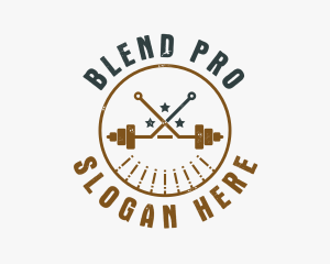 Hipster Workout Barbell logo design