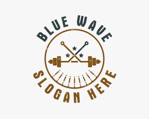 Hipster Workout Barbell logo design