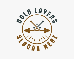 Hipster Workout Barbell logo design