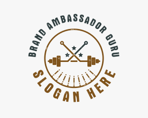 Hipster Workout Barbell logo design