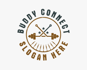 Hipster Workout Barbell logo design