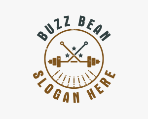 Hipster Workout Barbell logo design