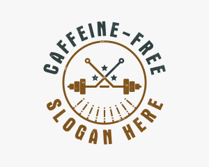 Hipster Workout Barbell logo design