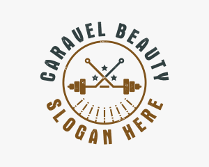 Hipster Workout Barbell logo design