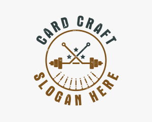 Hipster Workout Barbell logo design