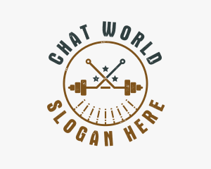 Hipster Workout Barbell logo design