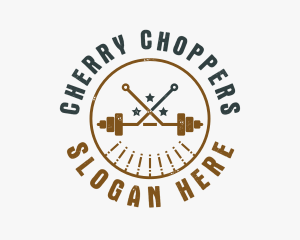 Hipster Workout Barbell logo design