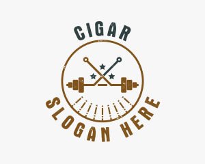 Hipster Workout Barbell logo design