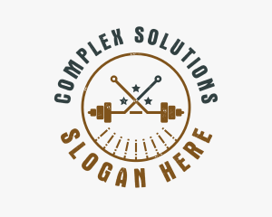 Hipster Workout Barbell logo design