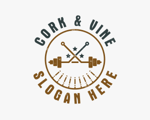 Hipster Workout Barbell logo design