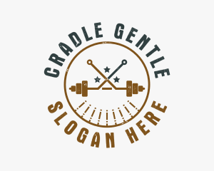 Hipster Workout Barbell logo design