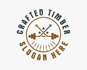 Hipster Workout Barbell logo design