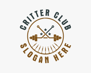 Hipster Workout Barbell logo design