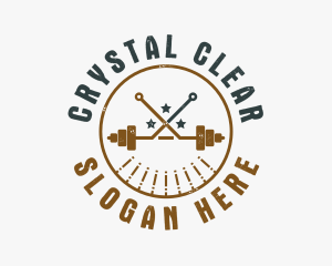 Hipster Workout Barbell logo design