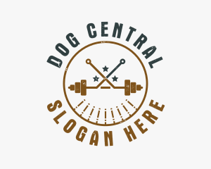 Hipster Workout Barbell logo design