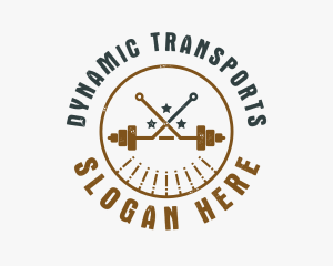 Hipster Workout Barbell logo design