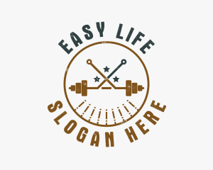 Hipster Workout Barbell logo design