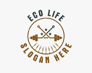 Hipster Workout Barbell logo design