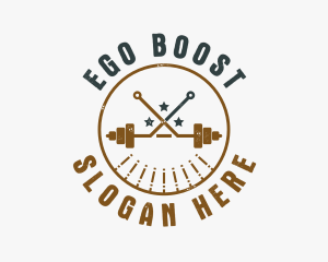 Hipster Workout Barbell logo design