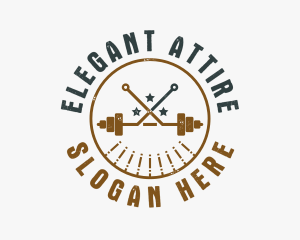 Hipster Workout Barbell logo design