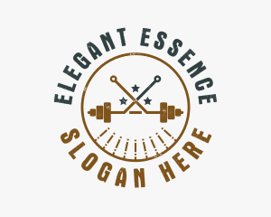 Hipster Workout Barbell logo design