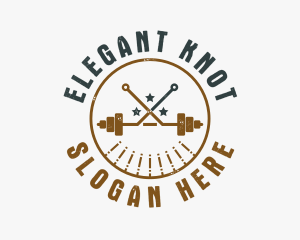 Hipster Workout Barbell logo design