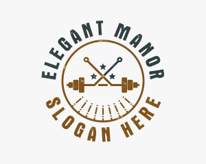 Hipster Workout Barbell logo design